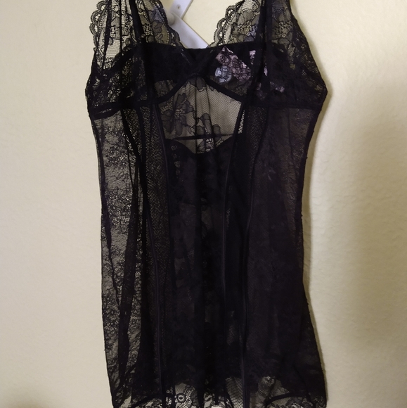 Victoria's Secret Other - Victoria's Secret Black One-piece Garter Lingerie NWT